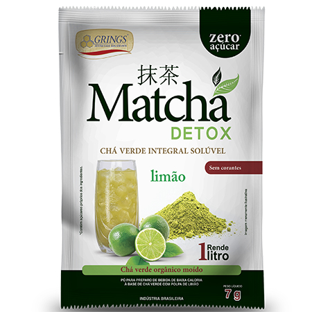 Matchá Detox com Limão, da Grings, R$ 6 (envelope com 7g)